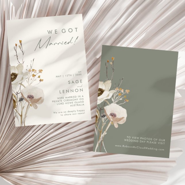Whimsical Wildflower Ivory Elopement Invitación (Subido por el creador)