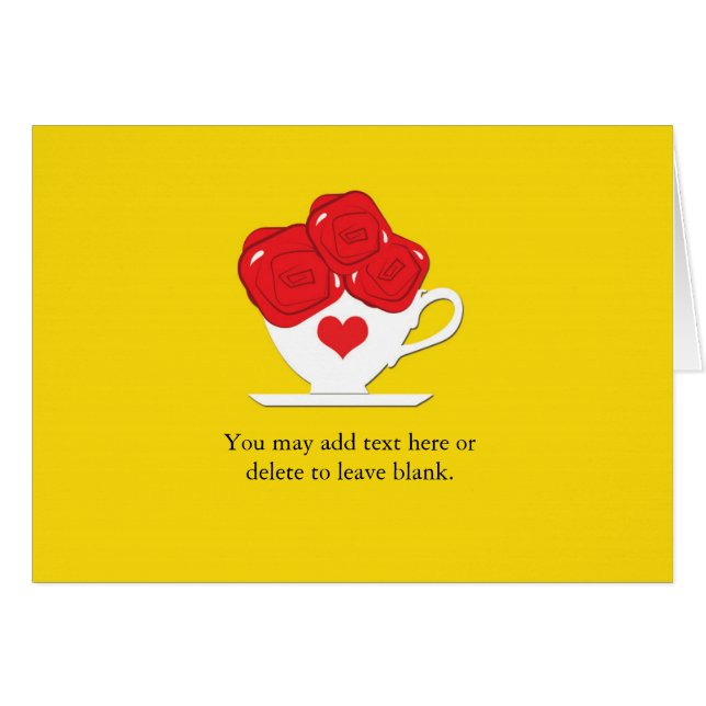 Whimsical Wonderland Tea Cup & Red Roses Card (Anverso (Horizontal))