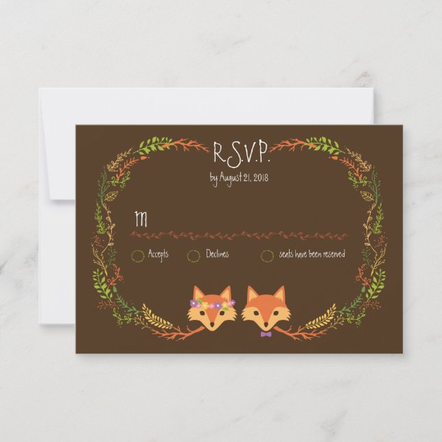 Whimsical Woodland Foxes Wedding RSVP (Anverso)