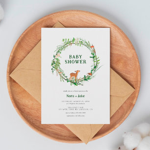 Whimsical Woodland Wreath Invitación de Baby Showe