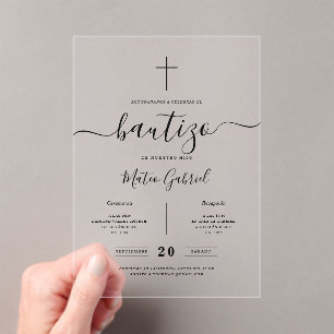 Whimsy Calligraphy Invitación De Bautizo Black