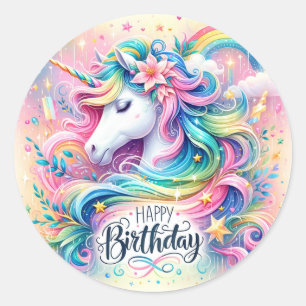 Whimsy mágico: Pegatina de cumpleaños de Unicornio