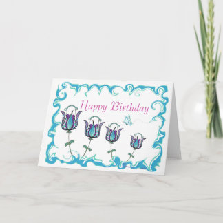 Whimsy Tulips - Tarjeta de felicitación de cumplea