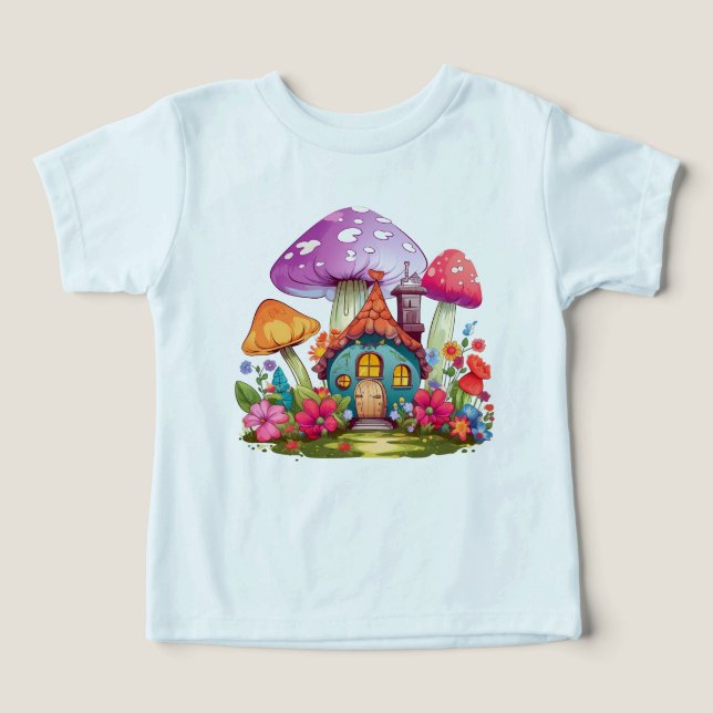 Whimsy Wonderland Mushroom House Baby Bodysuit (Diseño delantero )