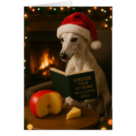 Whippet 'Cheese Tax' Christmas card white / cream