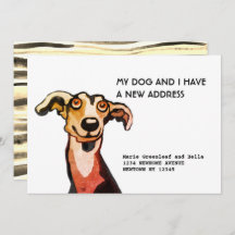 Whippet y yo nos hemos mudado, tarjeta de Invitaci