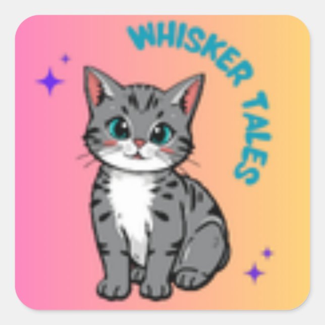 Whiskers & Tales | Pegatina de gatos de cuaderno d (Anverso)