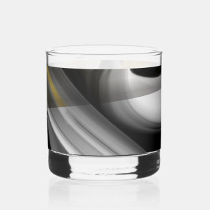 Whiskey Arte abstracto de vaso de Whisky negro blanco dora