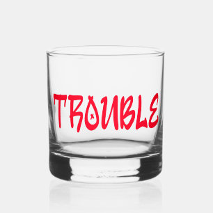 Whiskey PROBLEMAS   Vaso de Whisky con Grafiti Rojo