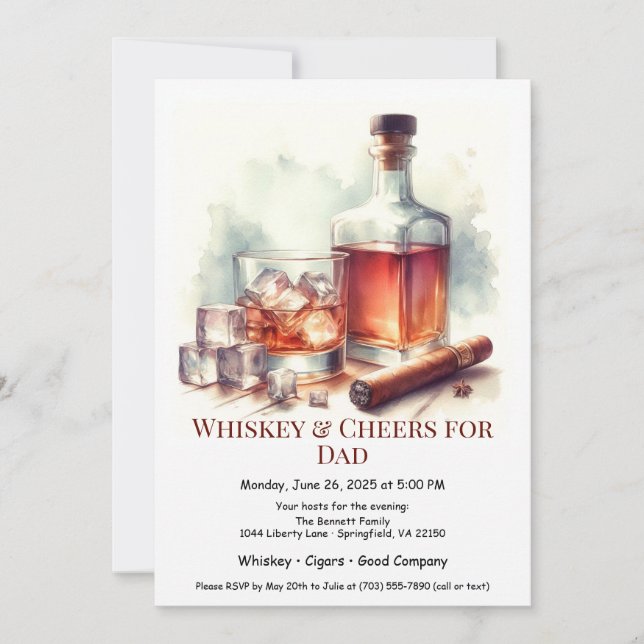 Whiskey & Puros – Invitación editable del Día del  (Anverso)