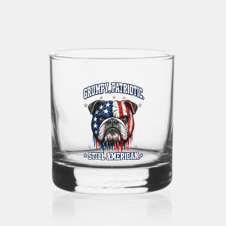 Whiskey Vaso de Whisky con Bulldog Patriótico Gruñón del 4