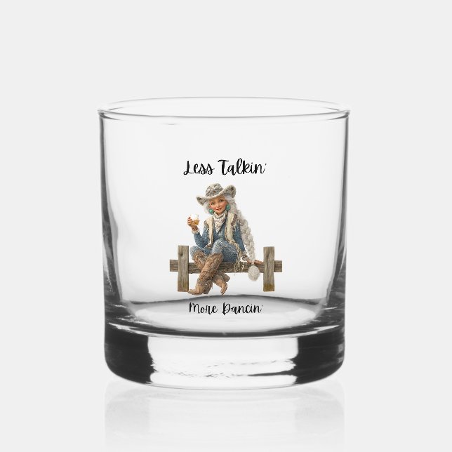 Whiskey Vaso de Whisky Menos Charla Más Baile (Anverso)