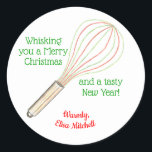 "Whisking You a Merry Christmas" trata la etiqueta<br><div class="desc">En su servicio, una etiqueta personalizada perfecta para sus Navidades regalos de galletas, regalos de dulces, intercambio de galletas, bolsos de regalo de vacaciones, lo que sea delicioso que planee regalar a sus afortunados amigos y familia este año! Extra dulce: La mitad del producto del diseño se destina a las...</div>