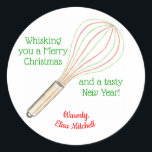 "Whisking You a Merry Christmas" trata la etiqueta<br><div class="desc">En su servicio, una etiqueta personalizada perfecta para sus Navidades regalos de galletas, regalos de dulces, intercambio de galletas, bolsos de regalo de vacaciones, lo que sea delicioso que planee regalar a sus afortunados amigos y familia este año! Extra dulce: La mitad del producto del diseño se destina a las...</div>