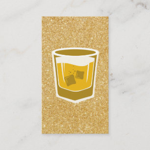 Whisky Glass   Tarjeta de visita Purpurina de oro