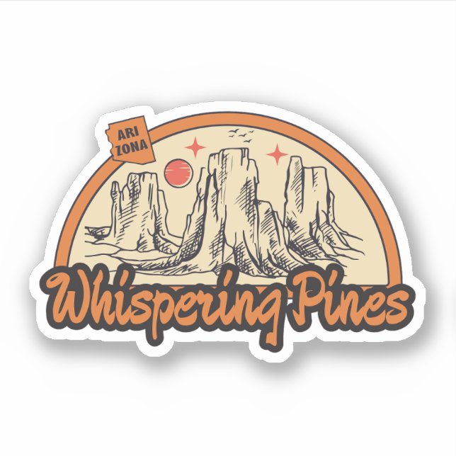 Whispering Pines, Pegatina de Arizona (Anverso)