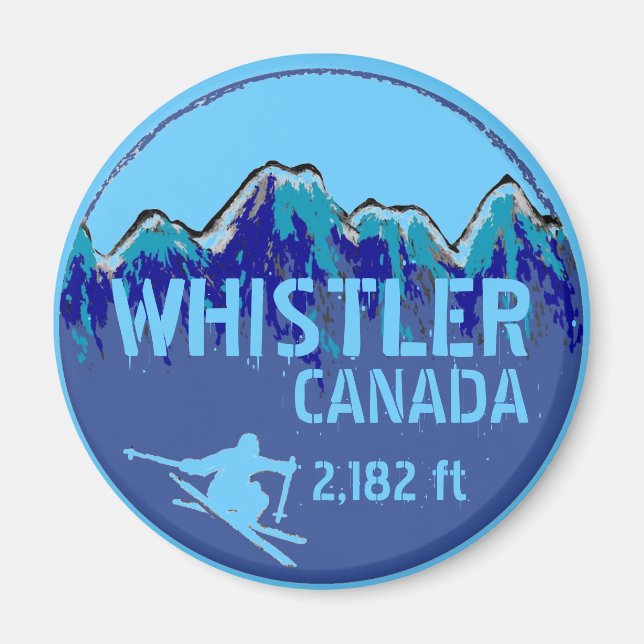 Whistler Canadá imán de arte para el esquí azul (Frente)