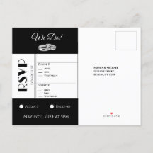 White and Black Affair Wedding RSVP - Invitación P