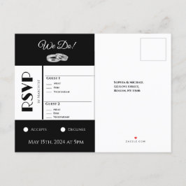 White and Black Affair Wedding RSVP - Invitación P