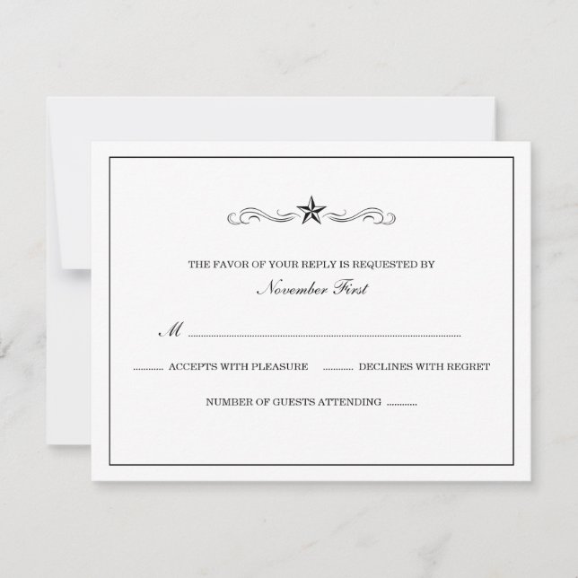 White and Black Wedding RSVP (Anverso)