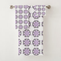 White and purple geometric mandala pattern Towel