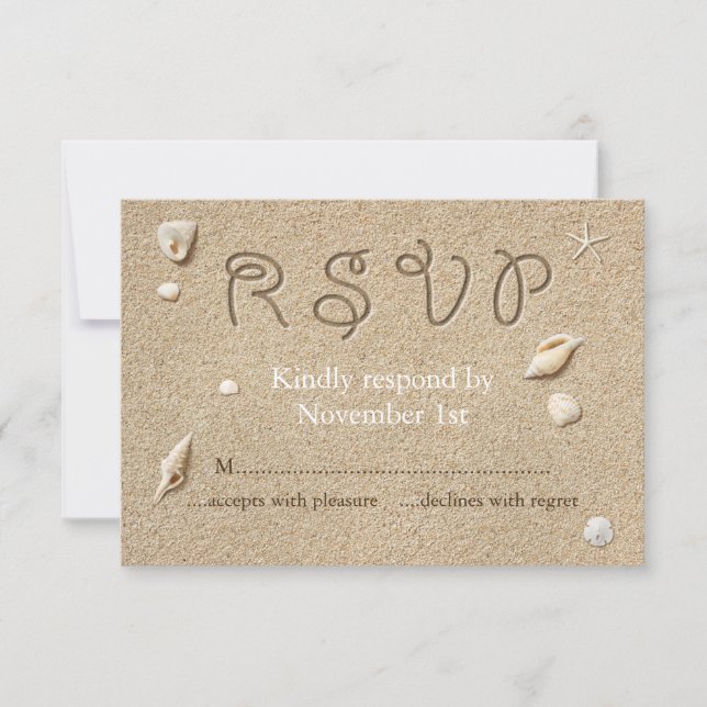 White Beach Sandy Toes Salty Kiss RSVP (Anverso)