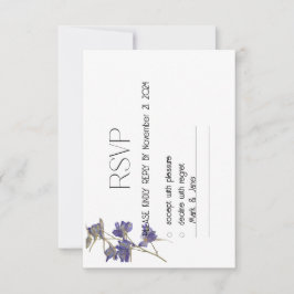 White Blue Elegant Delicate Boda Floral RSVP