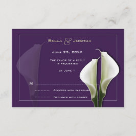 White Calla Lillies RSVP sobre morado