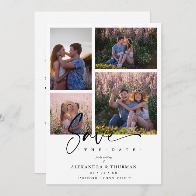White Collage Wedding Save Date 4 Photos Covid19 (Anverso / Reverso)