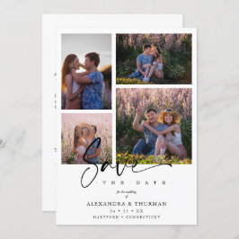 White Collage Wedding Save Date 4 Photos Covid19