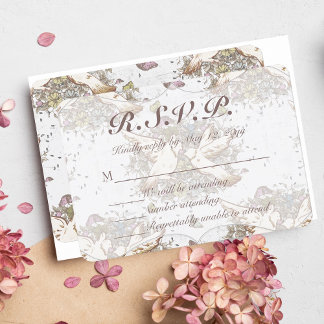 White Dove Garden Pattern Wedding RSVP