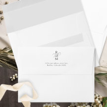 White Elegant Wedding Monogram Envelope