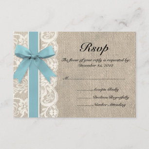 White Faux Lace y Burlap RSVP - Glaciar