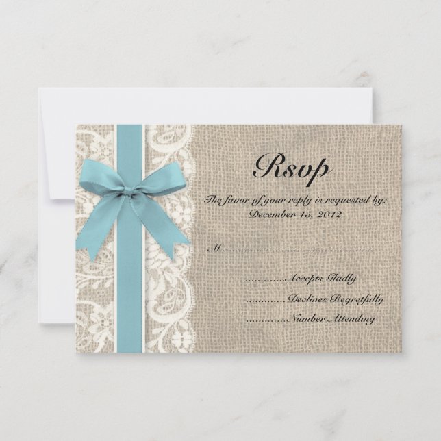 White Faux Lace y Burlap RSVP - Glaciar (Anverso)