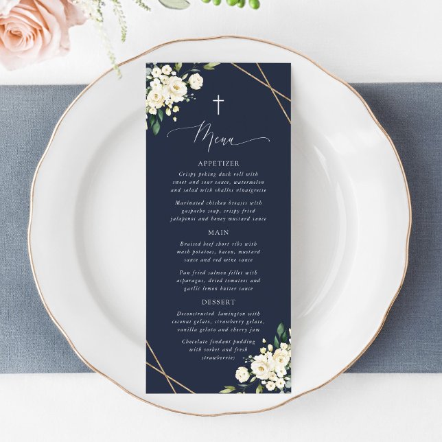 White Flowers, Cream Flowers, Boho, Baptism Menu (Subido por el creador)