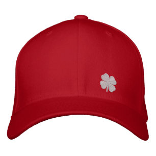White Four Leaf Clover St Patricks Dat Red Gorra
