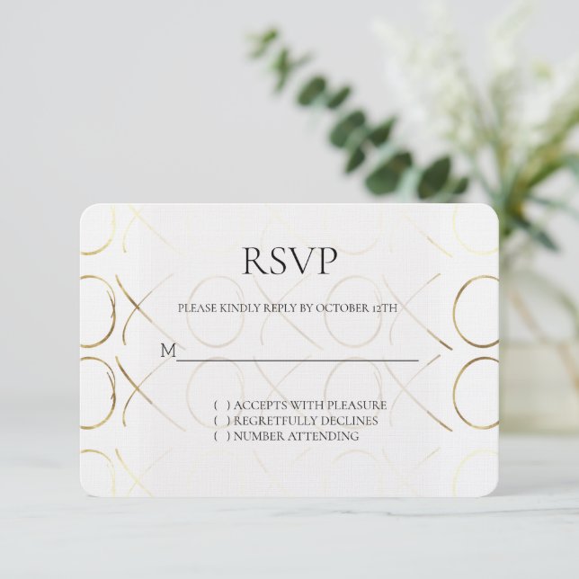White Gold XOXO Love Wedding RSVP (Anverso de pie)