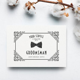 White Groomsman Vintage Lujo Floreciente Filigree