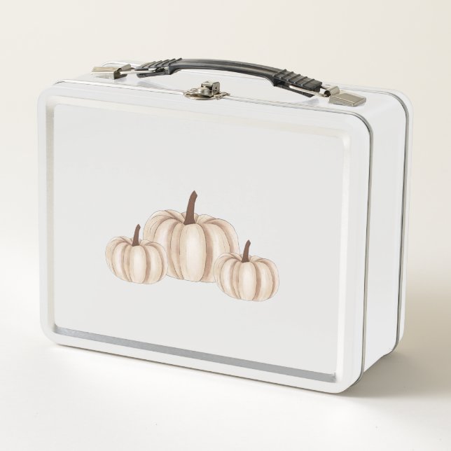 White Halloween Lunchbox with Pumpkin Design (Anverso)