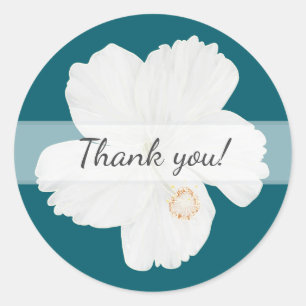 White Hibiscus Gracias Pegatinas De Boda