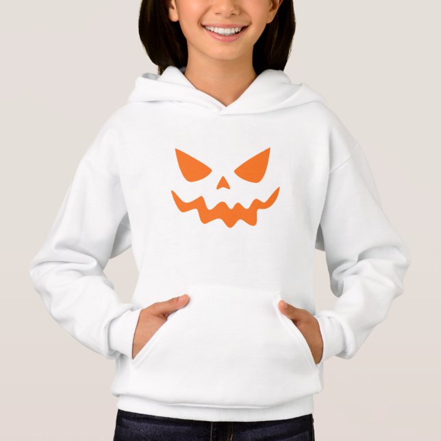 White Hoodie with Orange Pumpkin Face  (Anverso)