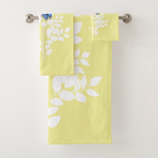 White leafy branch and a blue butterfly (In situ)