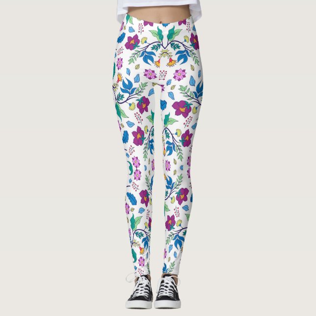 White leggings with vibrant floral patterns (Anverso)