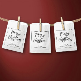 White Merry Christmas from | Mini Bolsas de papel 