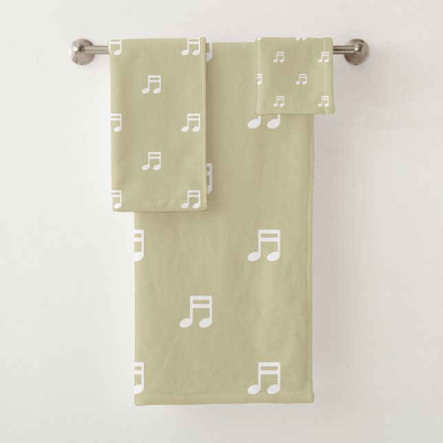 White Music Notes Pattern on Light Beige (In situ)