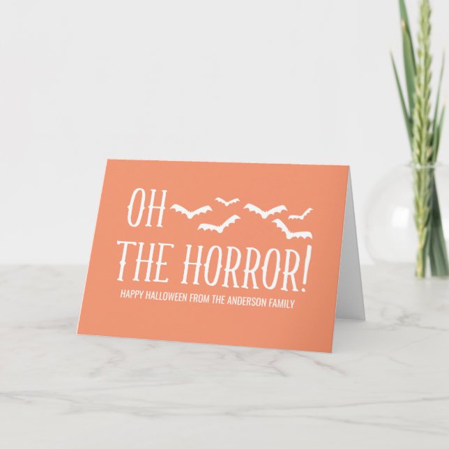 White Oh The Horror Halloween Tarjeta De Saludo (Anverso)