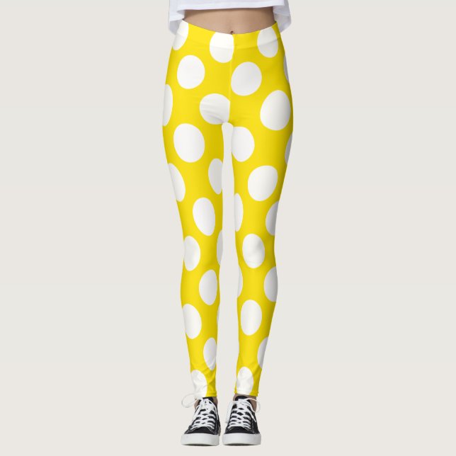 White On Yellow Polka Dot Leggings (Anverso)