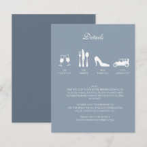 White Peonies con Dusty Blue DETAILS Invitación