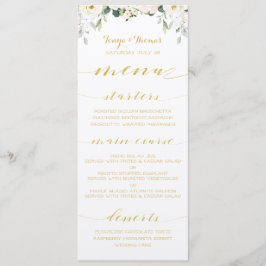 White Peony Epiphany Boda Gold Calligraphy Menu