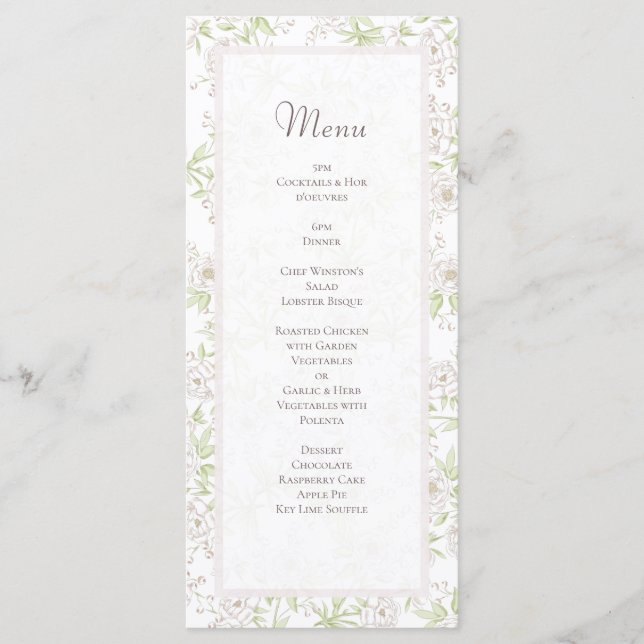 White Rose Classic Wedding Menus (Anverso)
